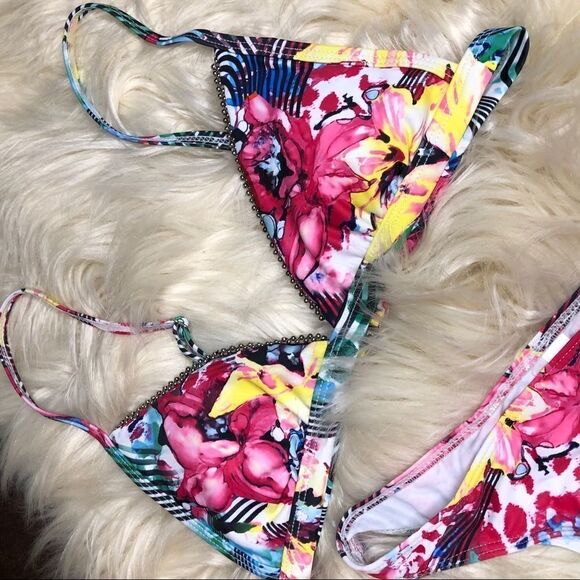 Floral triangle bikini sz small - Picture 3 of 8